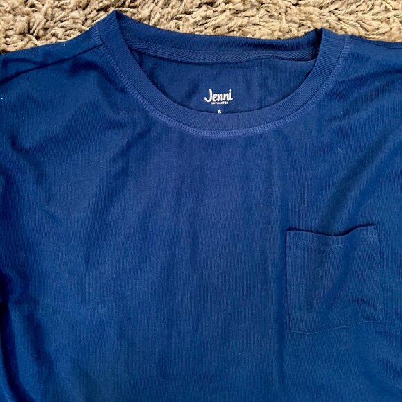 Jenni Intimates Women's Size S Navy Cowl-Neck Shirt Long Sleeve Chest Pocket NWT - Picture 3 of 4